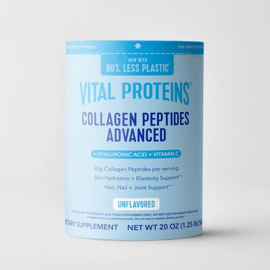 Vital Proteins Collagen Peptides Powder Advanced with Hyaluronic Acid & Vitamin C, 20oz Collagen Protein,
